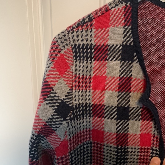 Jones New York Women Houndstooth Knit Plaid Sweater Long Duster Jacket NWT Small - Picture 9 of 14